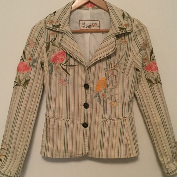 Johnny Was Jackets & Blazers - Unique Johnny Was Embroidered Striped Jacket XS